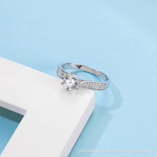 Engagement Crystal Zircon Round Diamond 925 Sterling Silver Jewelry Wedding Ring
